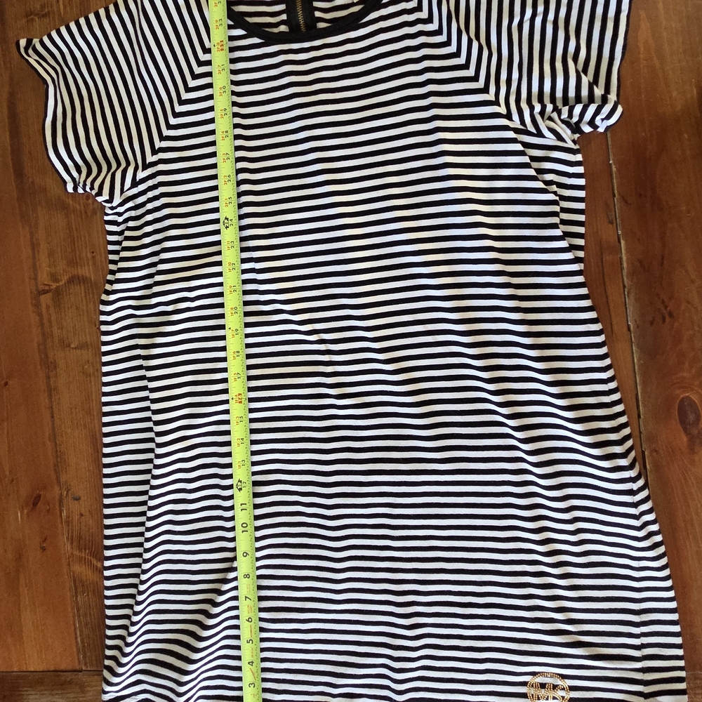 MICHAEL Michael Kors Black and White Striped Midi Dress